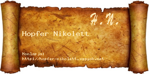 Hopfer Nikolett névjegykártya